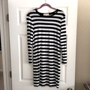 Michael Kors. Long Sleeve. Striped Dress.